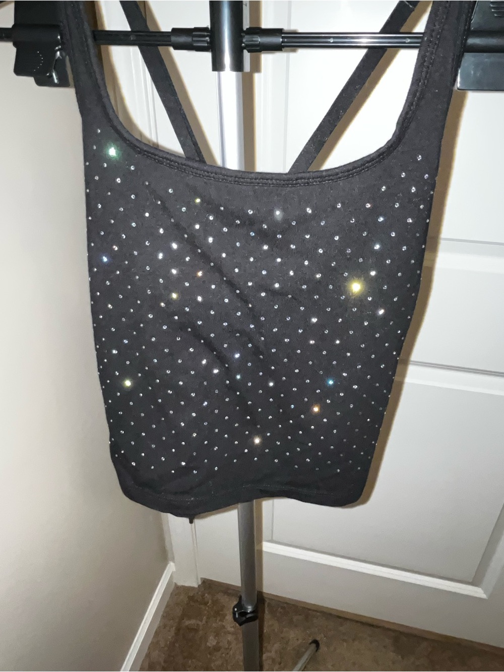 PINK Victoria's Secret Black Rhinestone Sports Bra Tank